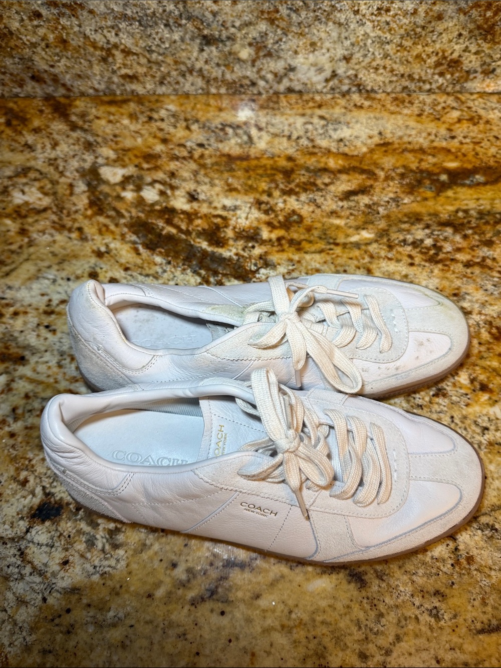 Coach Cream and White Lace-Up Leather Sneakers - Picture 6 of 6